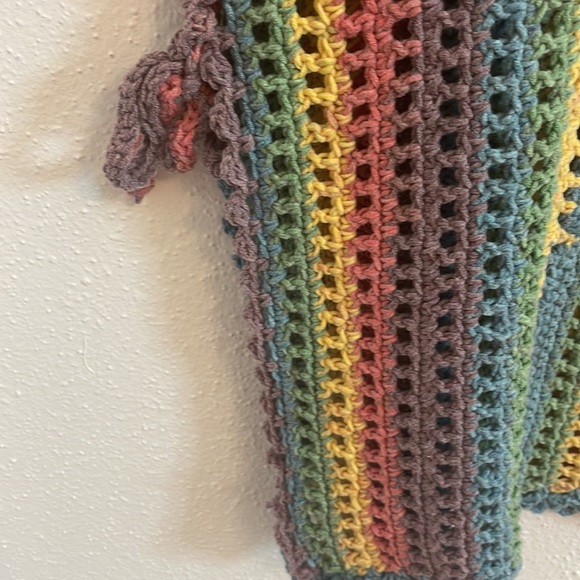 Hand Crocheted Pastel Rainbow Bathingsuit Cover up Top/ Vest Size S-M - Picture 6 of 8